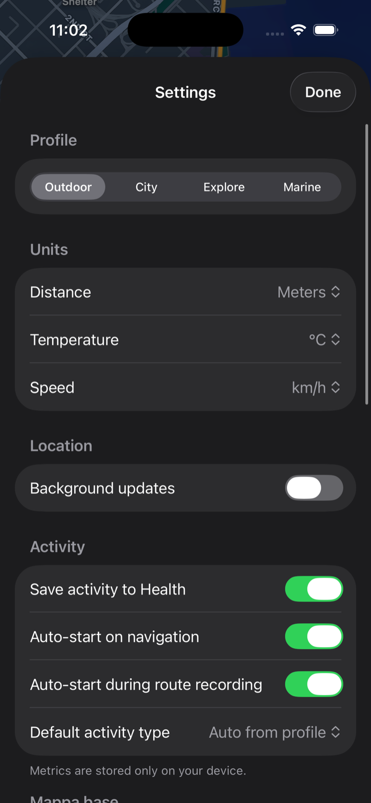 OpenMaps Apple Watch workout view