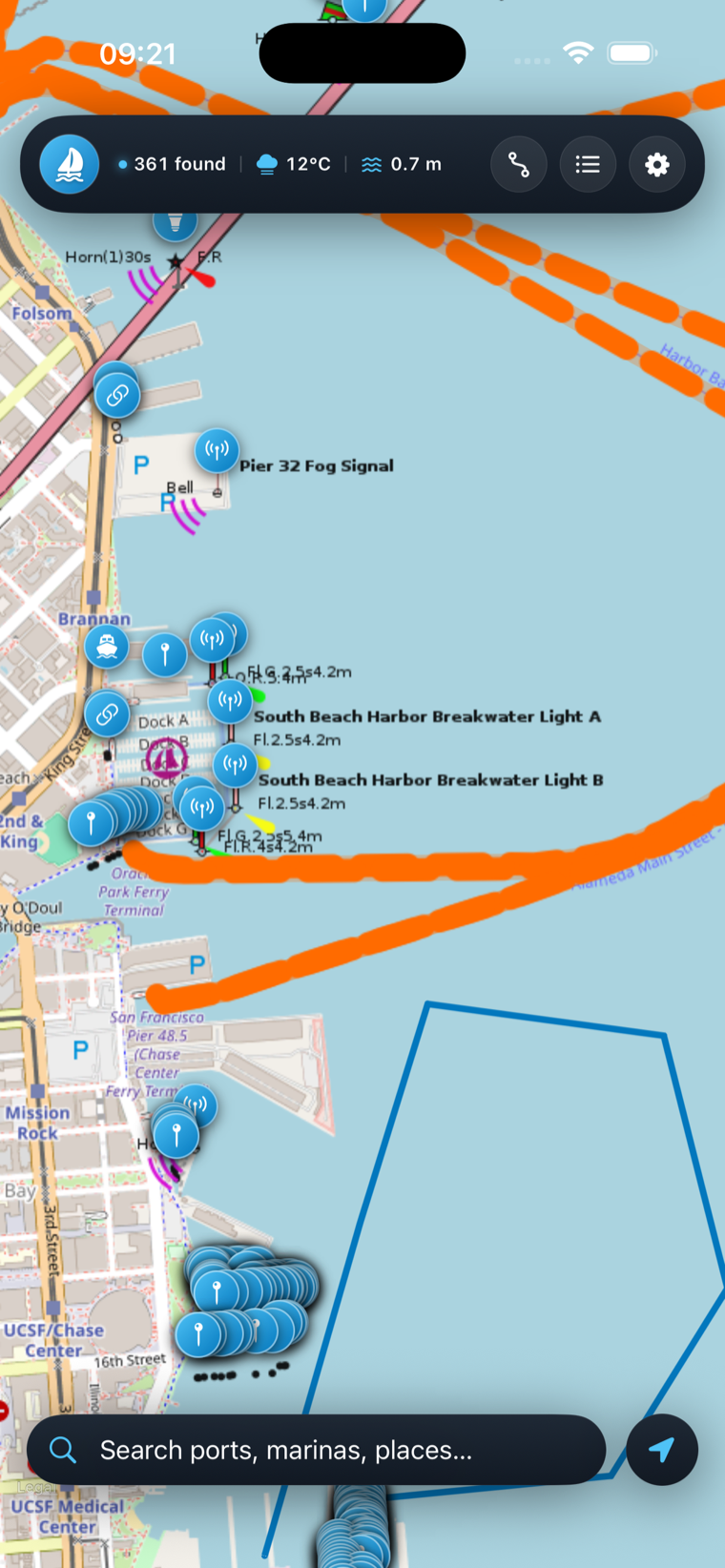 Sea Maps nautical chart app screenshot